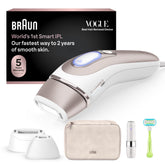 Braun Smart IPL, Skin i·Expert Pro 7: At Home Alternative to Laser Hair Removal with 3 Caps, Facial Hair Trimmer, and Leather Pouch, IPL7219
