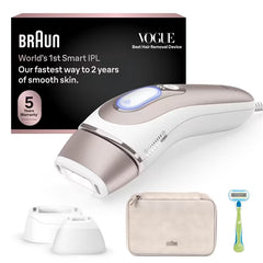 Braun Skin i·expert Smart IPL: At Home Alternative to Laser Hair Removal with 3 Caps and Leather Pouch, PL7243